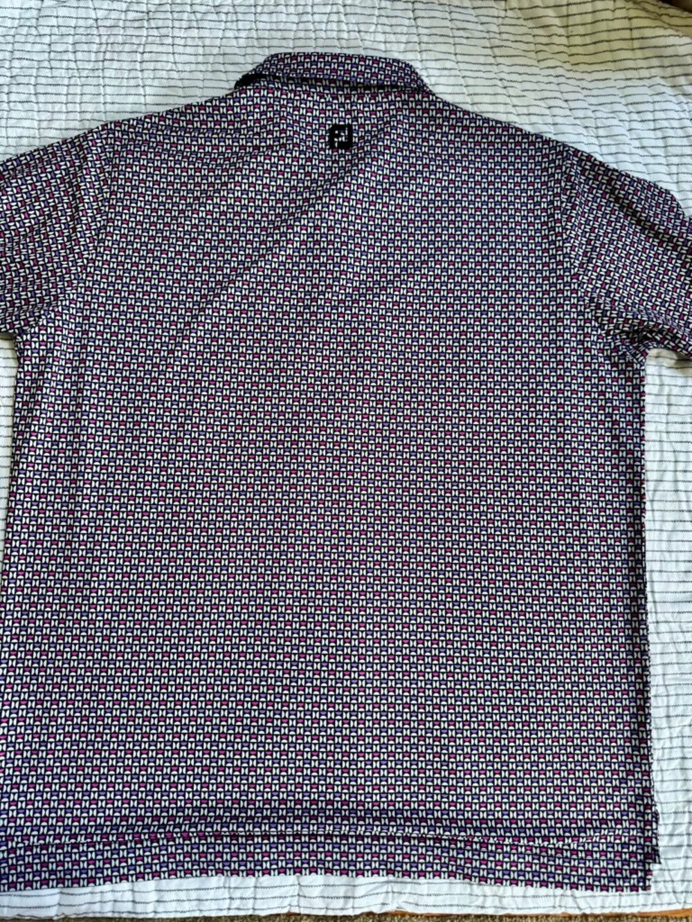 FootJoy Quivira Golf Club Performance Polo 2XL Hot Pink Purple White - Picture 2 of 9
